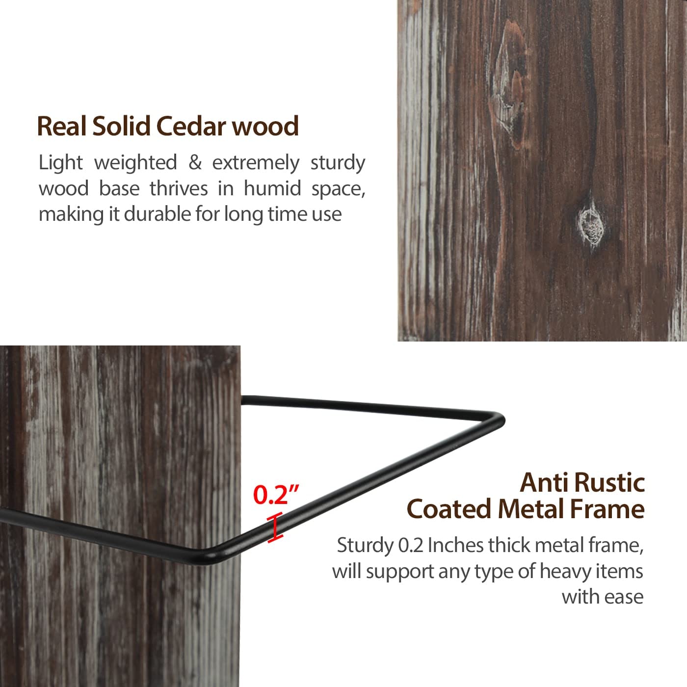 J Jackcube Design Wall Mount Rustic Wood And Metal Towel Rack 6 Tier Shelf Holder For Shower & Hand Towels For Bathroom Hanging